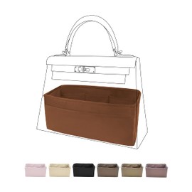 DGAZ Bag Organizer Insert, Silk Purse Organizer, Luxury Handbag & Tote Organizer, Fits mini Kelly Bags (Gold, miniKelly2)