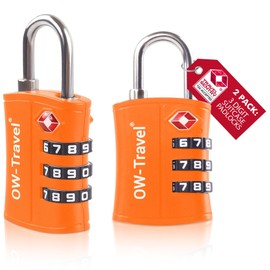 TSA Approved Luggage Locks (2 Pack) OW-Travel ABS 3 Digit Security Padlock, Combination Padlocks, Code Lock for Suitcase, Zipper, Luggage, Bag, Case, Backpack, Gym Locker, Tool Box, Outdoor (Orange)