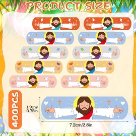 Geiserailie 400Pcs Jesus Colorful Cartoon Adhesive Bandages Jesus Kids God Bless You Waterproof Breathable Bandages Pack for Children (Hug)