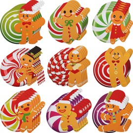 45 Pieces Christmas Gingerbread Cutouts Gingerbread Candy Lollipop Cut-outs Peppermint Candyland Cutouts Classroom Decoration for Winter Bulletin Board School Classroom Christmas Party Decoration