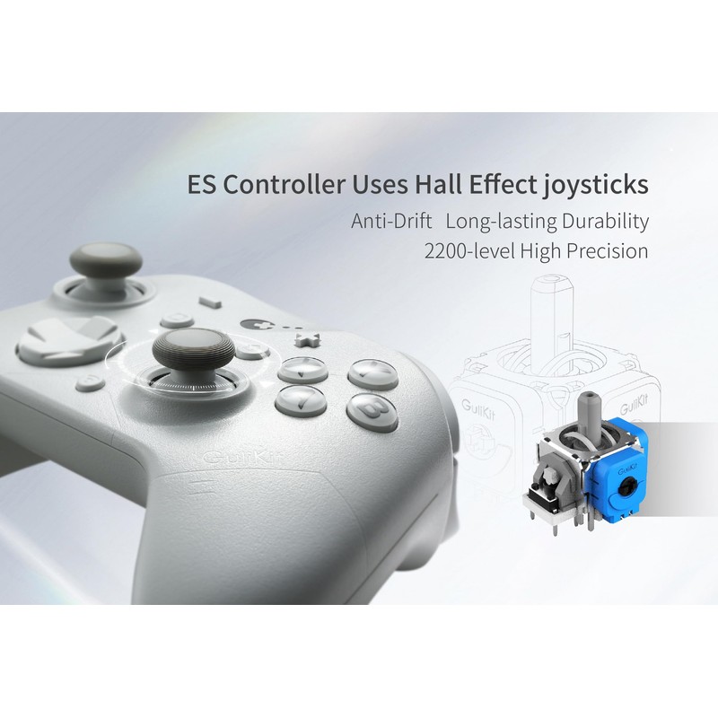 GuliKit ES Wireless PC Controller – Hall Anti-Drift&Anti-Snapback Joysticks, Lower
