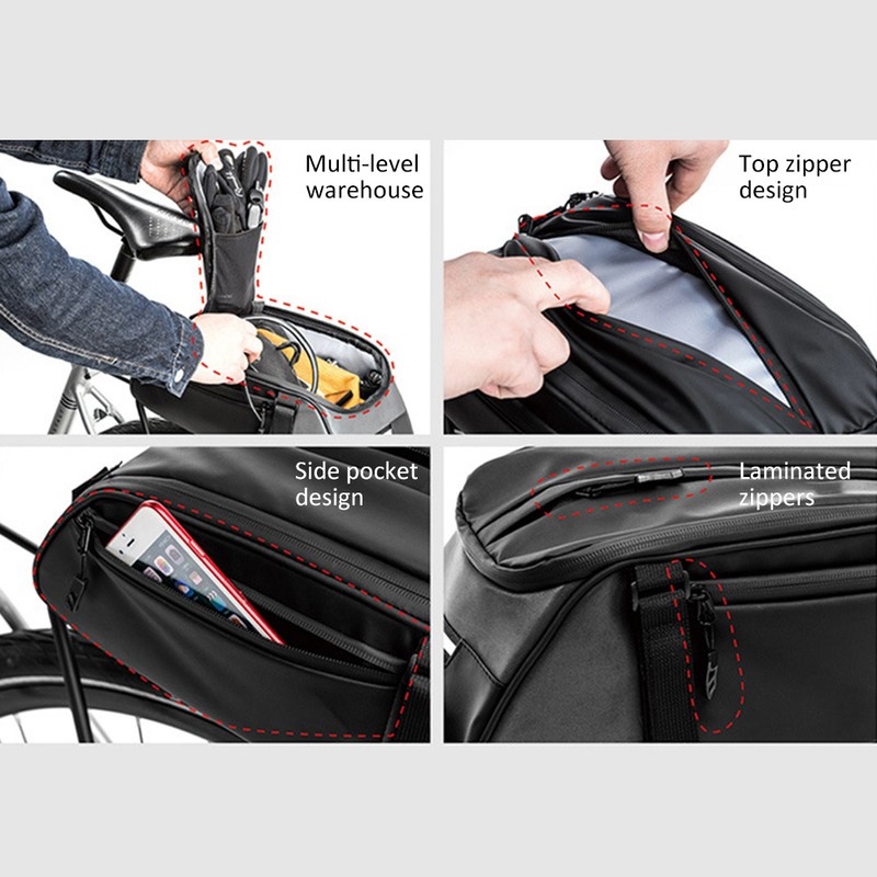 Multifunctional Rear Rack Bag Waterproof Bike Rack Seat Bag Outdoor