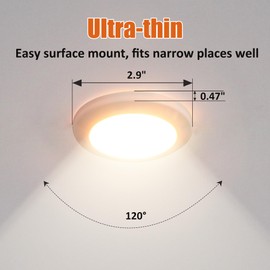 Facon 5Packs12V LED RV Interior Lights with Smart Touch Switch - Dimmable, 2CCT (3000K/4000K) & Graded Memory Function, 3in Puck Lights for RV, Van, Camper, Trailer, Motorhome, Boat