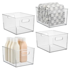 iDesign Stackable Plastic Bathroom Storage Handles-Set of 4-Clear 10.53 x 8.26 x 6.24 Bin-Small M4