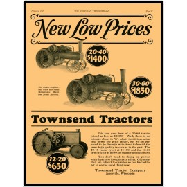 Townsend Tractors Vtg Look 9” x 12” Reproduction Aluminum Sign: 20-40, 30-60 +