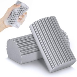 2-Pack Damp Clean Duster Sponge, Magic Cleaning Sponge Baseboard Cleaner Tool, Dusters for Baseboards, Vents, Mirrors, Ceiling Fan & Cobweb, No Dust Flying and Spreading