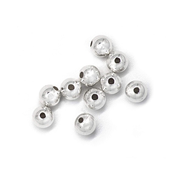 The Jewellery Store London TJS Beads, 10 Pcs, 2mm Diameter, Nickel-Free 925 Sterling Silver, Plain Round & Hollow