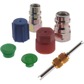 Unifizz High Low Side Retrofit Conversion Adapter for Car A/C Refrigerant Accessories R-12 to R-134a 1/4 SEA Valves Caps Fitting Kit with Valve Core Removal Tool