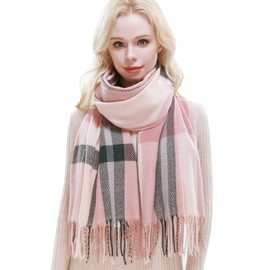 RIIQIICHY Scarf Pink Gifts for Women Winter Ladies Scarves Warm Blanket Tartan Scarf Pashmina Shawls Wraps