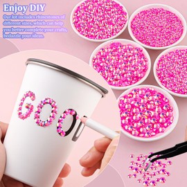 TINKRSTUFF 25000Pcs Resin Jelly Rhinestones with Tweezers for Crafting, Hot Pink AB 2-6mm Mixed Sizes Non Hotfix Flatback Gems, Bedazzling Crystal for DIY Crafts Clothing Tumblers Mugs Shoes Decor Nail Art
