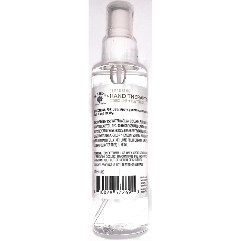 Bolero Cleansing Alcohol - Free Hand Therapy Mist Citrus Lime