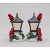 Fine Ceramic Christmas Holidays Red Cardinal on Lamp Post Salt