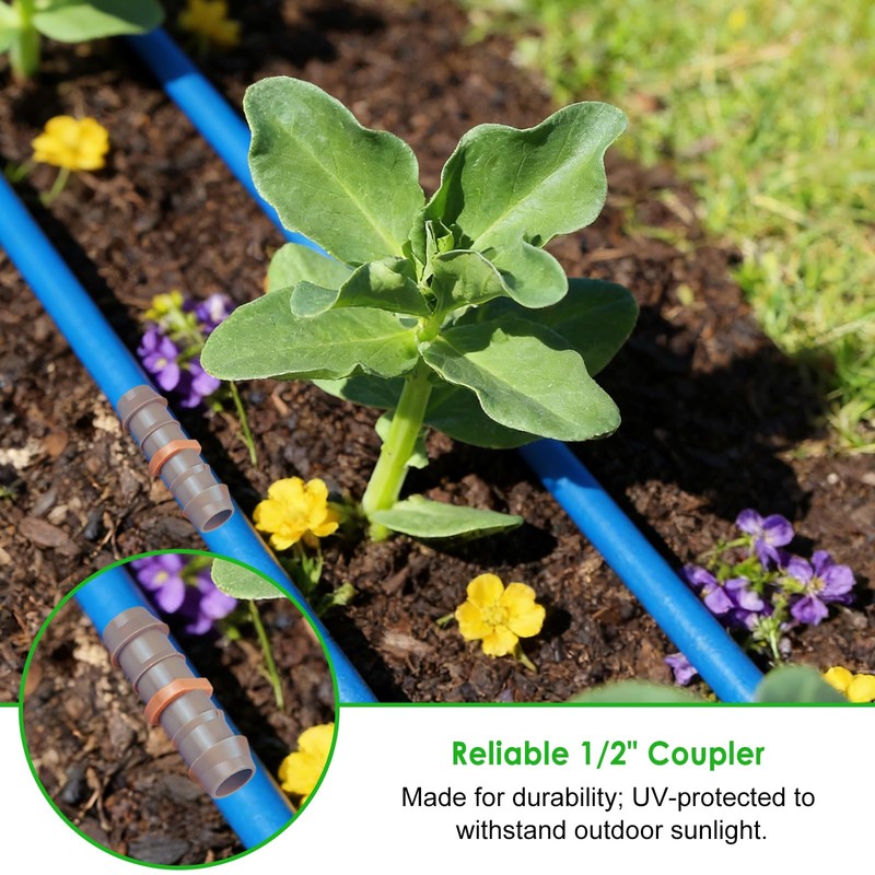 Kepmix Drip Irrigation Barbed Coupling Fittings: 20 Pieces 1/2 Inch