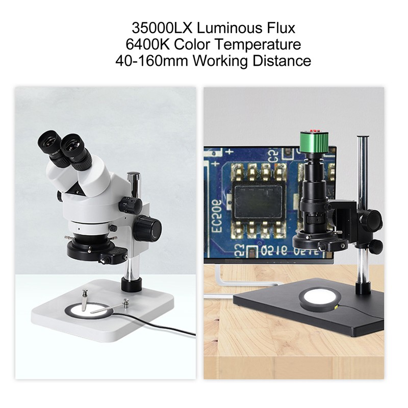 Round LED Bottom Light Industrial Microscope Auxiliary Lamp Adjustable Power