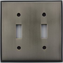 Antique Pewter 2 Gang Toggle Light Switch Wall Plate