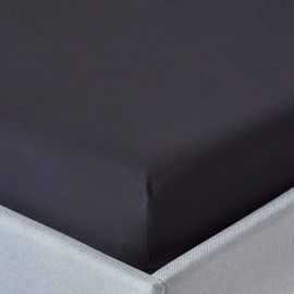 HOMESCAPES Black Deep Fitted Sheet (12”) King 200 TC 400 Thread Count Equivalent Pure Egyptian Cotton Bed Sheet with Fully Elasticated Skirt