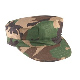 Rothco Woodland Camo 100% Cotton Rip-stop Marine Corps Cap - No Emblem, Green, Medium