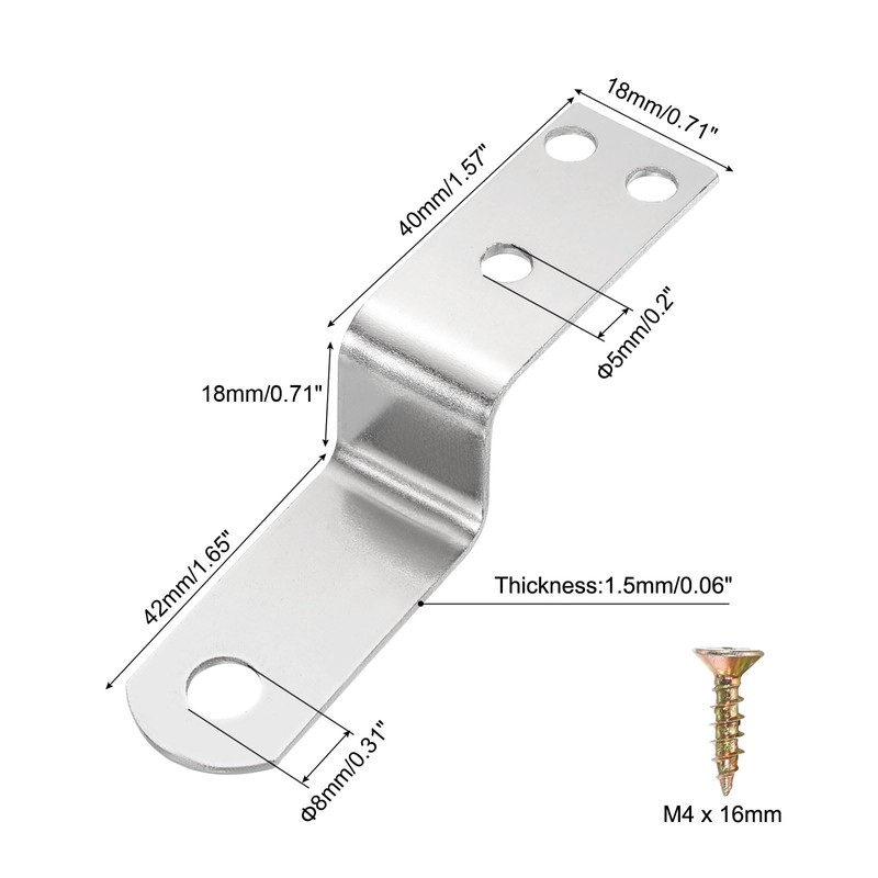 uxcell 10 Pcs Z Shape Corner Bracket, 0.7 Inch Right