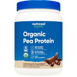 Nutricost Organic Pea Protein Powder (1 LB) Chocolate - Certified USDA Organic, Protein from Plants, Vegetarian Friendly, Gluten Free, Non-GMO