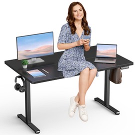 Zelimon Adjustable Standing Desk Electric Sit to Stand Up Desk 48"× 24" Memory Small Home Office Desk with Quiet Motor, Black (Black, 55 * 28 Inch)