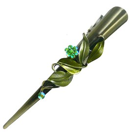 JCGY Flower Metal Alligator Beakclip Duckbill Long Narrow Hair Clip oli green For All Hair Type