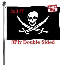 Jayus Jolly Roger Flags 2x3 Outdoor Double Sided Heavy Duty Pirate Flag Banner with 2 Grommets