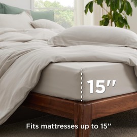 Bedsure Duvet Cover with Fitted Sheet Twin/Twin XL - Deep Pocket, Hotel Luxury Soft Double Brushed Bedding Set with Zipper Closure, 1 Duvet Cover, 1 Fitted Sheet, 1 Pillow Shams, NO Comforter, Linen