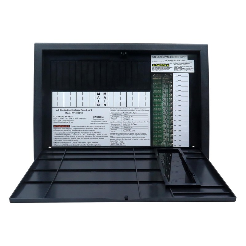 BIPIMIFI RV Electrical Panel Wf-8930/50NPB, 50 Amp AC Distribution Center,