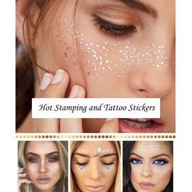Xinlie 2 Pieces Tattoo Stickers, Metallic Flash Tattoos, Face Tattoos, Face Sticker for Holiday, Ideal Gift, for Girls and Young Women, for Eyes / Face, Party / Festival / Shows, Gold (Pack of 2)
