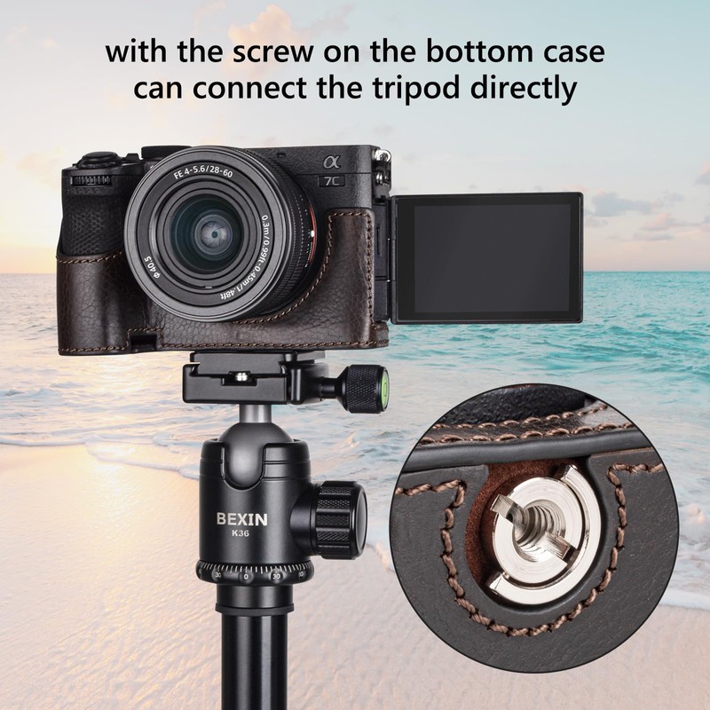 MUZIRI KINOKOO Alpha 7C II Case, Retro Style Genuine Leather