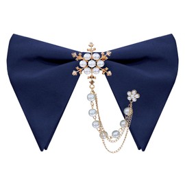 GHTIYLP Oversized Bow Ties for Men Pre-tied Bow Tie with Pearl Decoration Adjustable Bowties Men for Wedding Party Business (Pearl-navy blue 02)