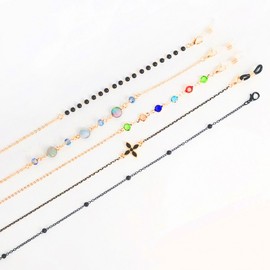 Fashion Point Mask Strap (14 Styles) - Dual-Use Eyeglass Chain & Mask Necklace for Disposable & 3D Masks Celeb Style Mask Point Chain / Mother-of-Pearl Accent 5ea