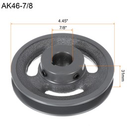 sourcing map AK46-7/8 V-Belt Sheave 7/8"Bore 4.45"OD Single Groove Web Sheave Bored-to-Size Sheave, Cast Iron, Belt Section for 4L or A Belt