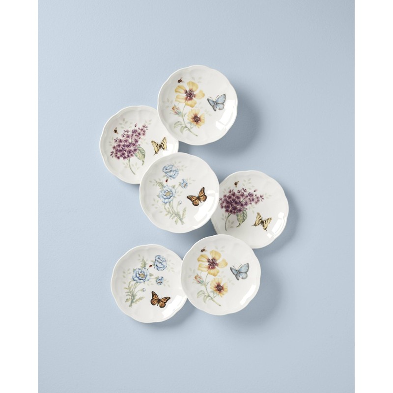 Lenox 817046 Butterfly Meadow 6-Piece Tidbit Plate Set, White, 3.05