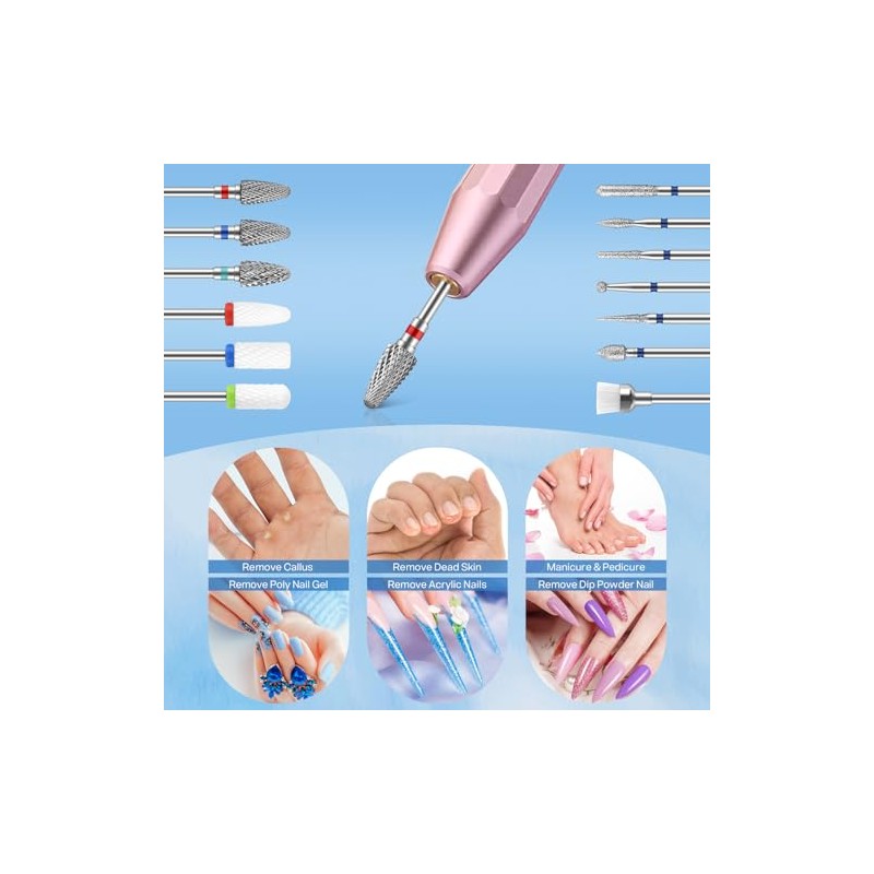 MAQUITA 13 Nail Drill Attachments, 3 Pieces Tungsten Carbide Nail