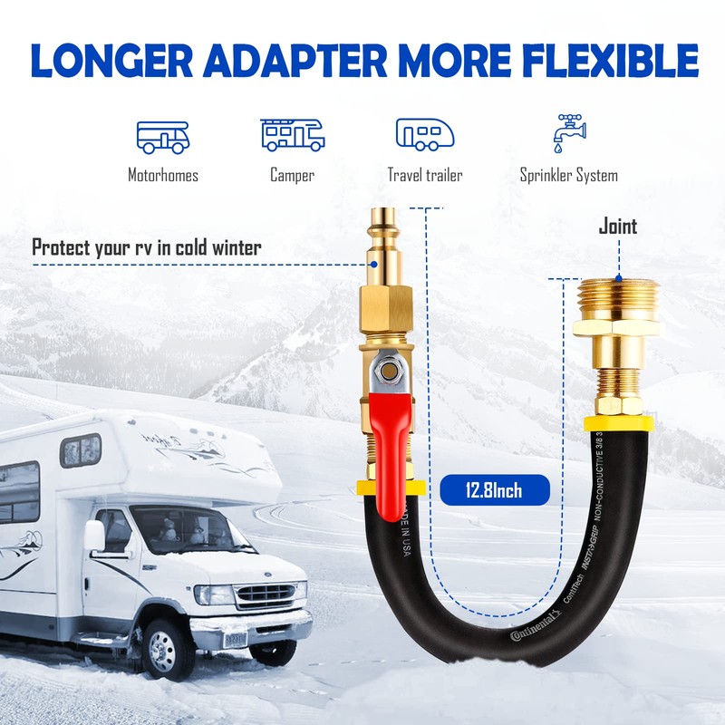 RV Winterizing kit & Sprinkler Blowout Adapter with shut off