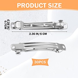 30 PCS 2.4 Inch Blank French Barrette Hair Clips, Silver Blank Rectangle Metal French Barrette Metal DIY Craft Automatic Spring Snap Hair Clips Clasps Accessories for Women Girls Teens