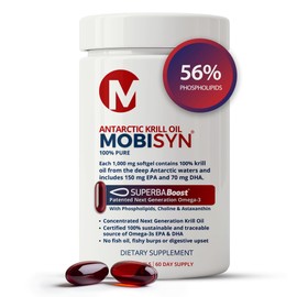 100% Pure Organic Antarctic Krill Oil 1000mg, 60-Days, Omega 3, Highest Concentration 56% Phospholipids, EPA Choline, Astaxanthin, Wild Caught, Sustainable, Supports Heart, Brain, No Fish Oil