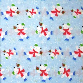 Skating Polar Bear Christmas Fabric Tis The Season by The Yard