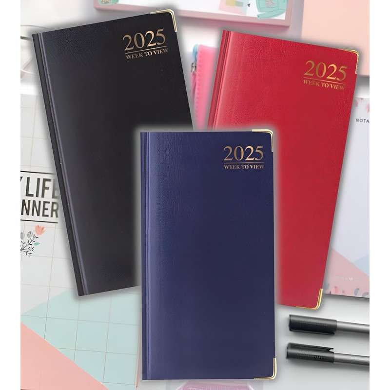2025 Diary slim line week to view with metal edge