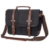 Vintage Genuine Leather Waxed Canvas Briefcase Large Satchel Shoulder Bag