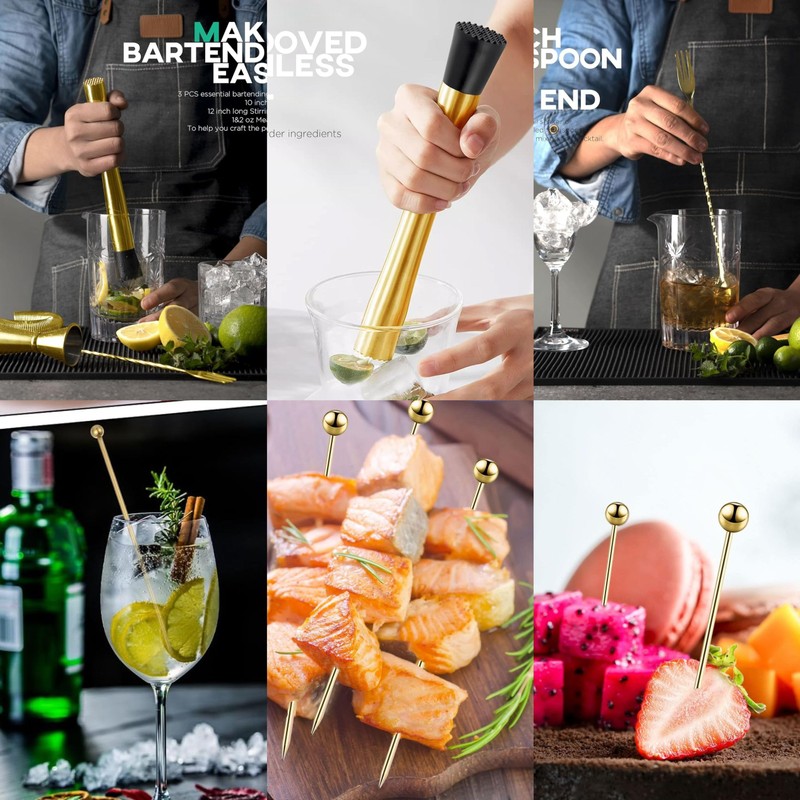 Homestia Muddler for Cocktails, 10'' Stainless Steel Cocktail Muddler with