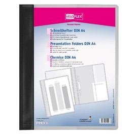 VELOFLEX 4741080 - Schnellhefter VELOFORM, 1 Stück, DIN A4, schwarz, PVC, glasklarer Vorderdeckel, passend für Prospekthüllen