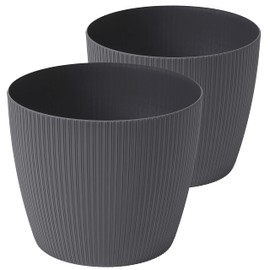 Tymar Flowerpot, pack of 2, round shape, planter (2 pack), anthracite, diameter 13.5 cm)