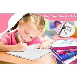 Diary with Lock Girls, 17.8 x 13.5 cm, 80 Lined Sheets, 160 Pages, Butterfly, Children's Diary with Lock, Notebook Girls for Writing and Drawing, Gifts for Girls 6 7 8 9 10 Years