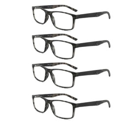 DONGDI Blue Light Blocking Reading Glasses 4 Pack Computer Readers for Women Men,Anti Glare UV Ray Filter Eyeglasses Grey Tortoise +4.00