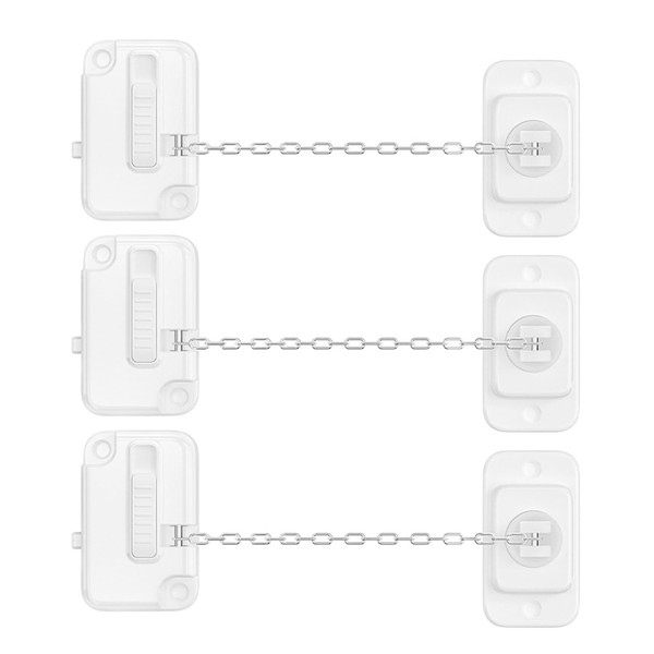 3 Pieces of White Window Safety Lock, Multi-Function Safety Lock,