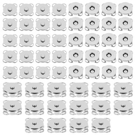 Apausvcm 20 Pairs of Magnetic Buttons, Plum Shaped Magnetic Closure Pockets, 15 mm Silver Metal Magnetic Buttons, Magnetic Press Studs for Sewing, Purses, Handbags, Clothing, Sewing, DIY Crafts