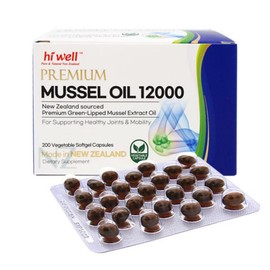 [Head office genuine] Hiwell Premium Green Mussel Oil 12000 (Order shipped before 12:00), 200 tablets, 1 box / [본사정품] 하이웰 프리미엄 초록홍합 오일 12000 (12시 이전 주문 발송), 200정, 1박스