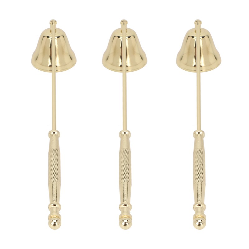 3pcs Candle Snuffer Golden Iron Plating Bell Shaped Long Handle